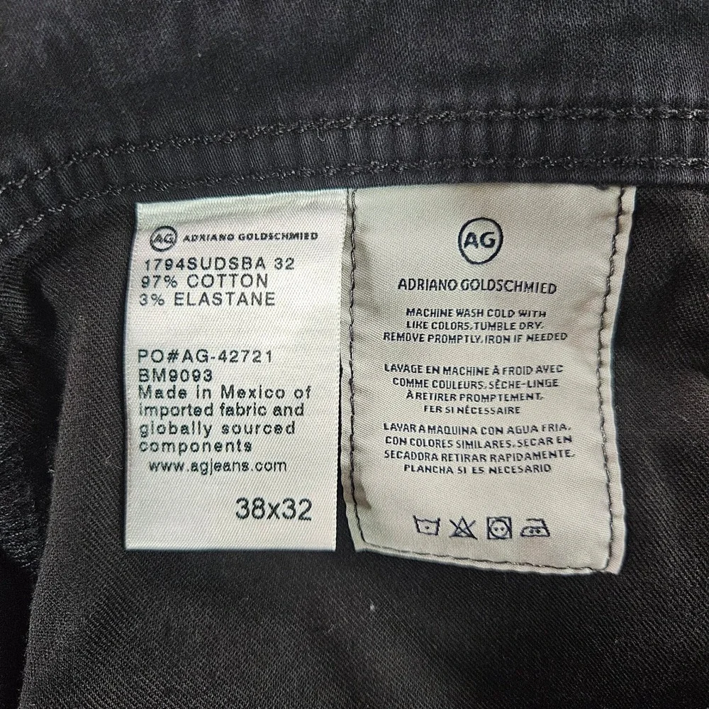 AG Adriano Goldschmied The Everett Slim‎ Straight Black Pants 38x32